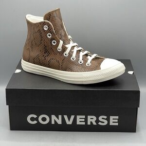 Converse Women's 7 Sneakers Leather Brown Snakeskin High Top CTAS A13393C